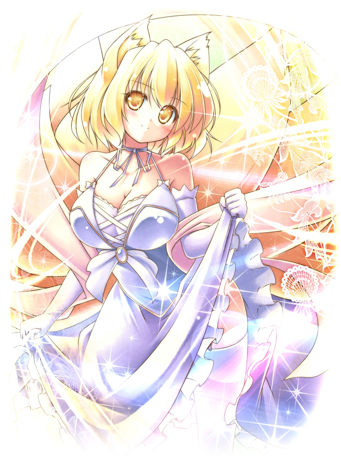 animal_ears, cleavage, kibushi, thighhighs, touhou, yakumo_ran