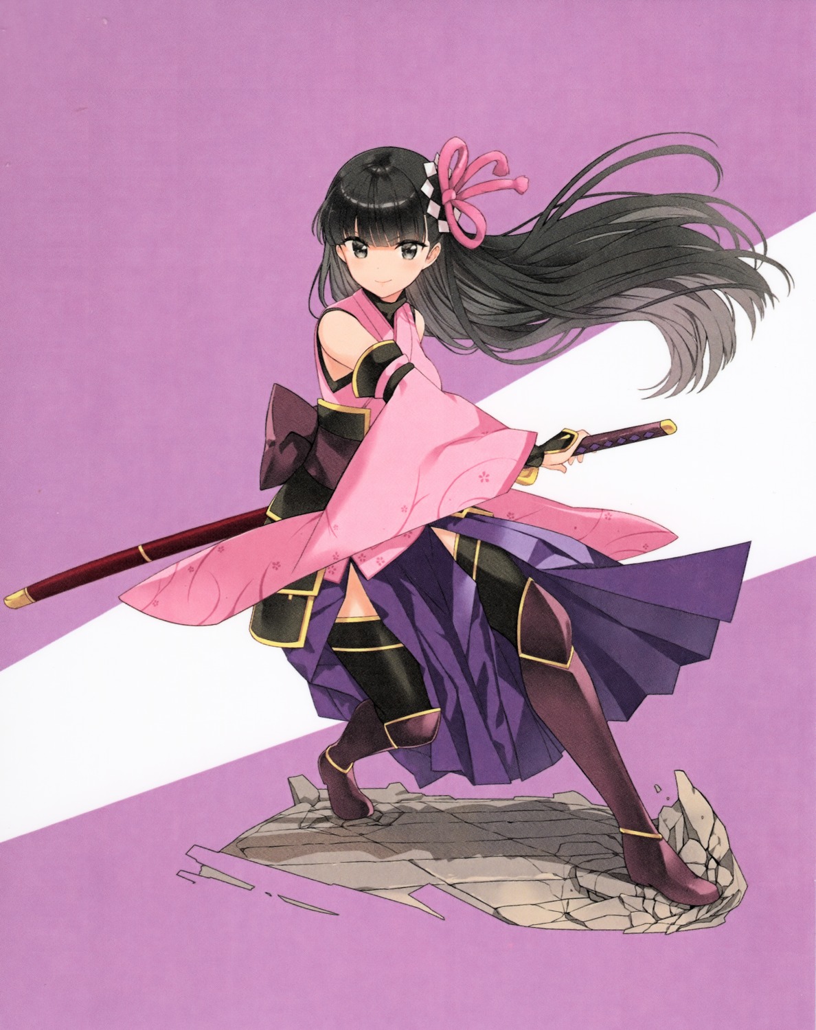 armor, itai_no_wa_iya_nano_de_bougyoryoku_ni_kyokufuri_shitai_to_omoimasu., japanese_clothes, kasumi_(bofuri), sword, tagme, thighhighs