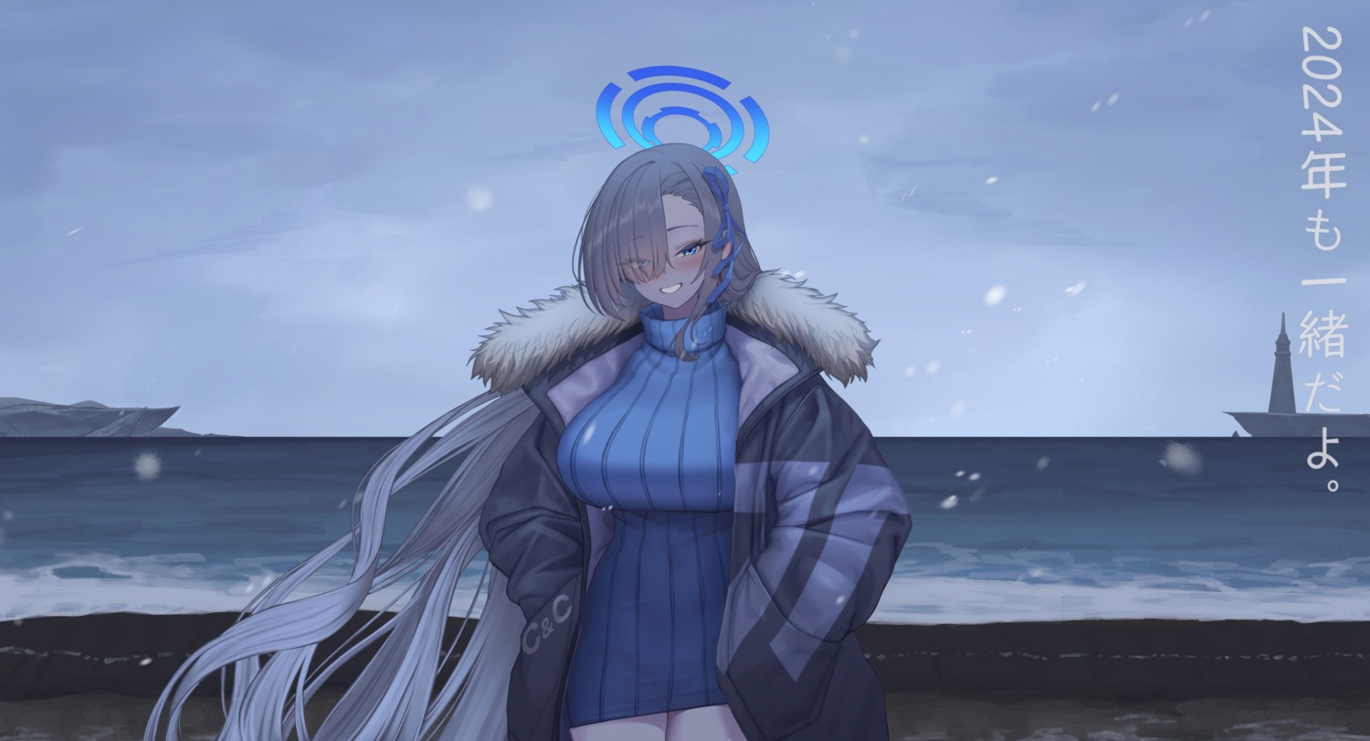 blue_archive, dress, halo, ichinose_asuna, long_long_life, sweater