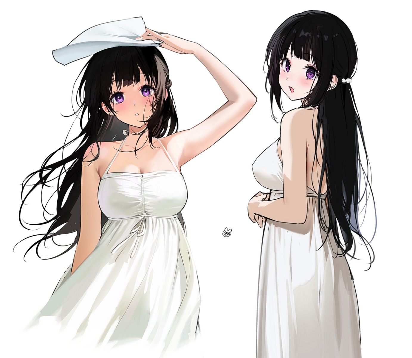 chitanda_eru, dress, erect_nipples, hyouka, mery_(yangmalgage), no_bra, summer_dress