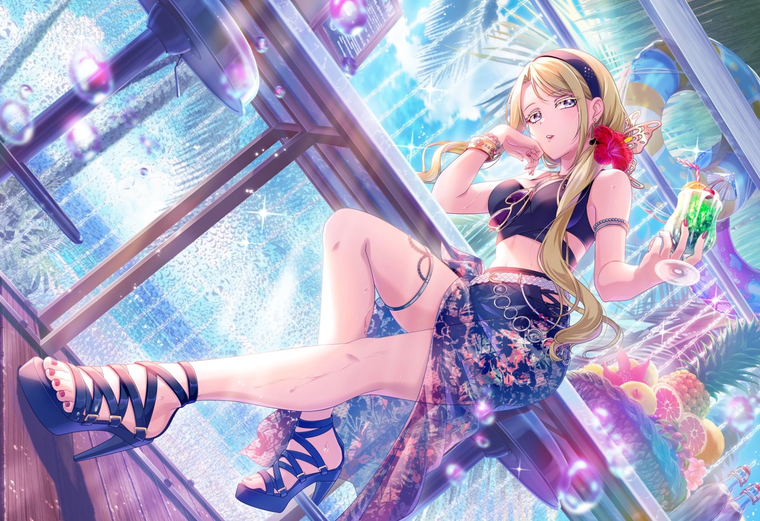 bikini, d4dj, garter, heels, neo, see_through, swimsuits, tagme, wet