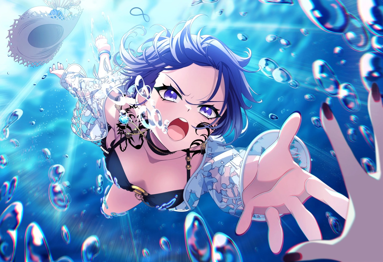 bikini, d4dj, open_shirt, see_through, sophia_(d4dj), swimsuits, tagme, tattoo