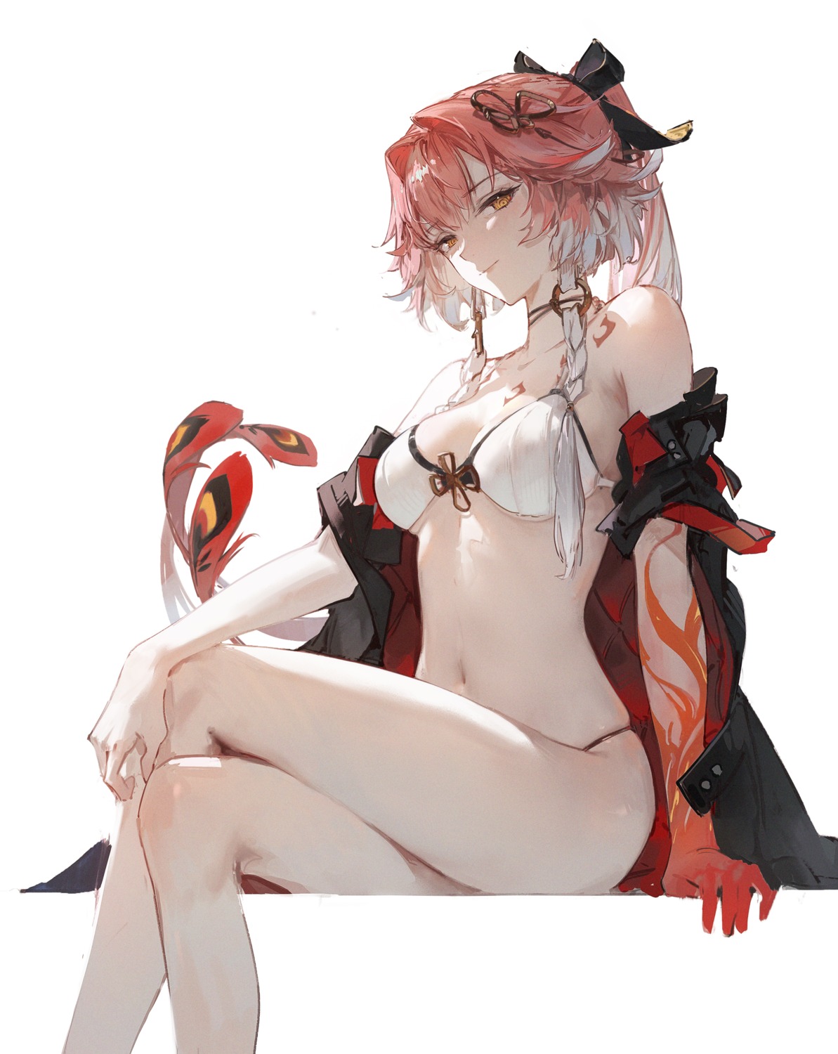 bikini, changli, dinoartforame, open_shirt, swimsuits, tattoo, wuthering_waves