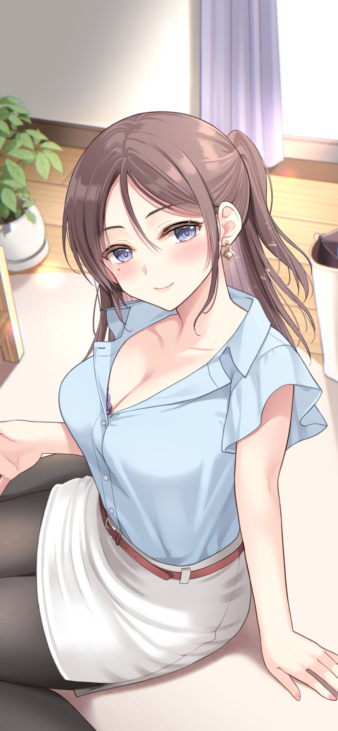 bra, cleavage, ikura_nagisa, open_shirt, pantyhose