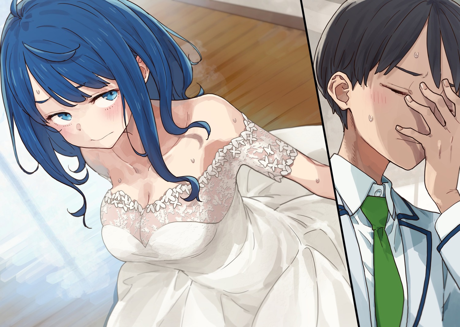 dress, imigimuru, make_heroine_ga_oosugiru!, no_bra, nukumizu_kazuhiko, see_through, wedding_dress, yanami_anna
