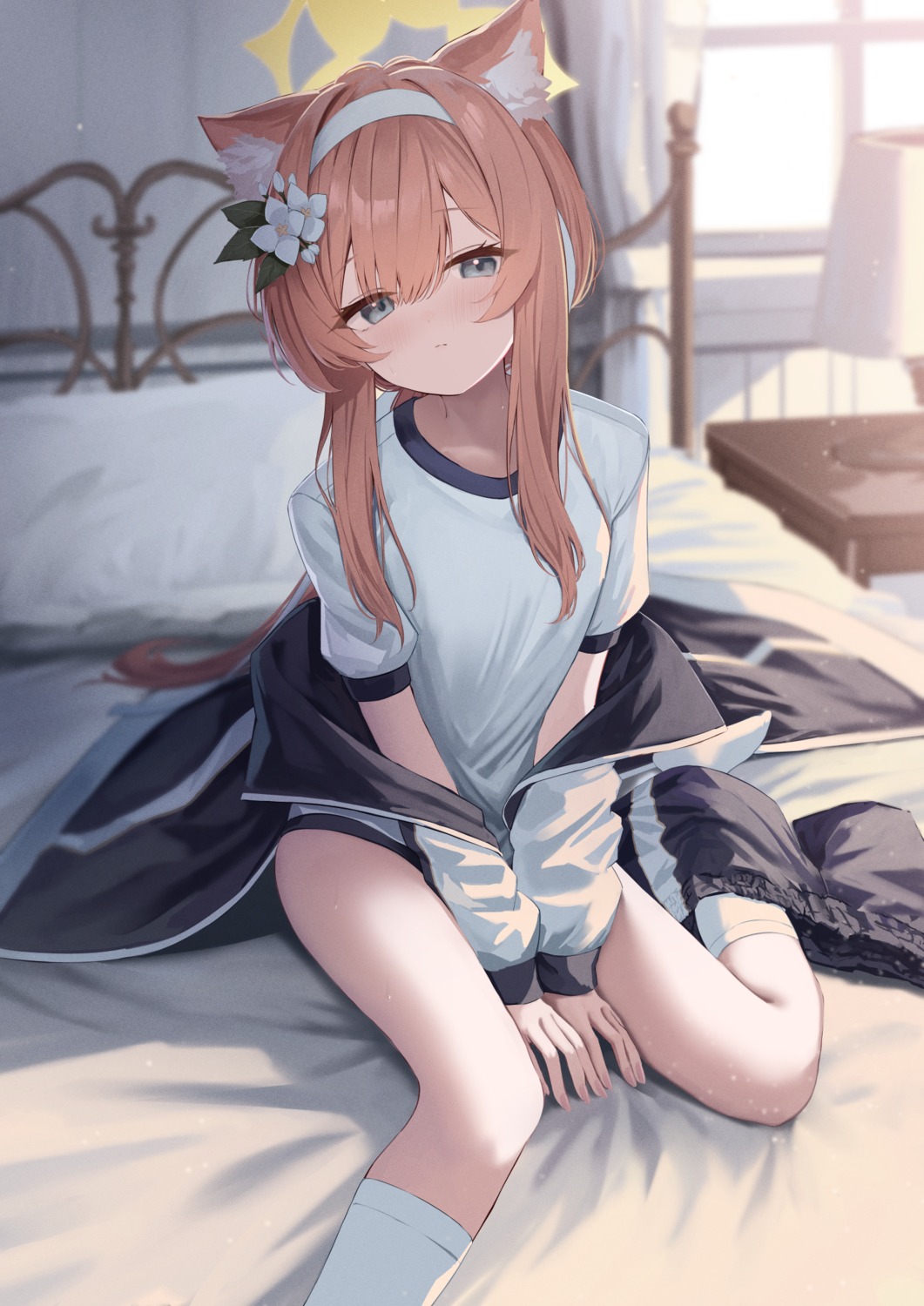 animal_ears, blue_archive, gym_uniform, halo, iochi_mari, nekomimi, takashima_shoa
