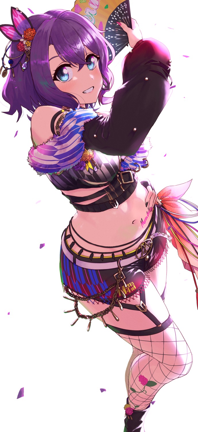 anzo_(anzu_elichi0928), d4dj, fishnets, hidaka_saori, stockings, tattoo, thighhighs