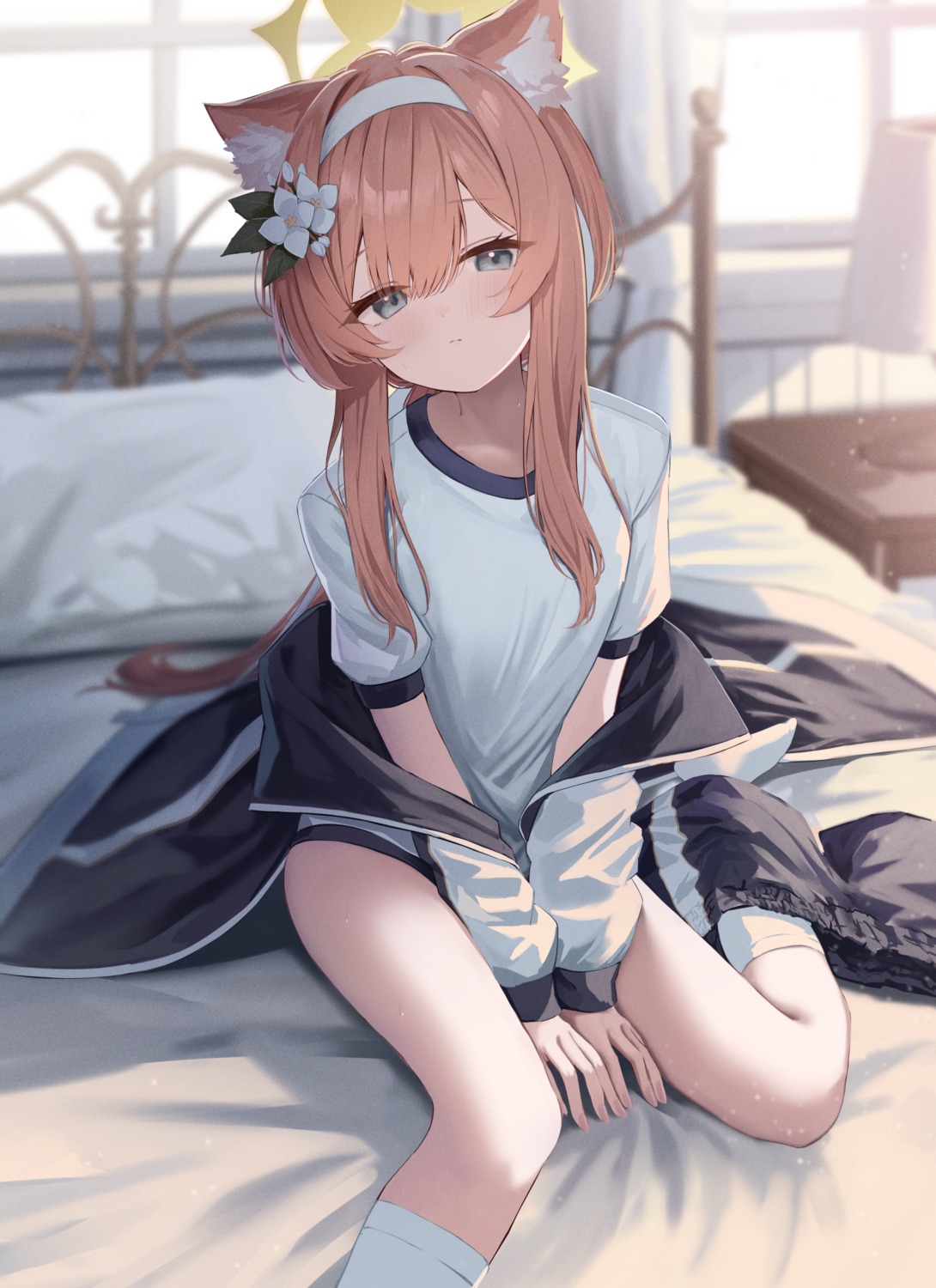 animal_ears, blue_archive, gym_uniform, halo, iochi_mari, nekomimi, takashima_shoa