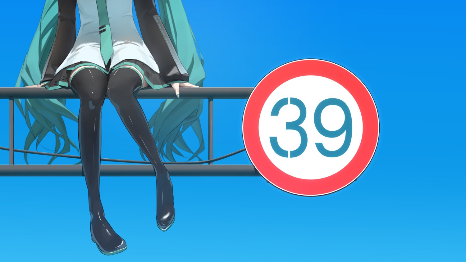 bananafish1111, hatsune_miku, thighhighs, vocaloid, wallpaper