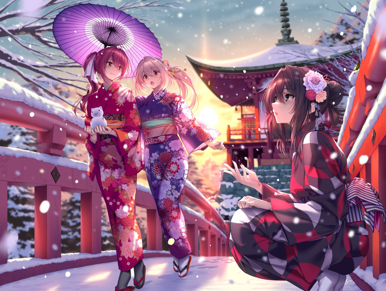 chigami_hikage, hanikami_kanojo, hiiragi_sano, kimono, myouga_satsuki, piromizu, umbrella