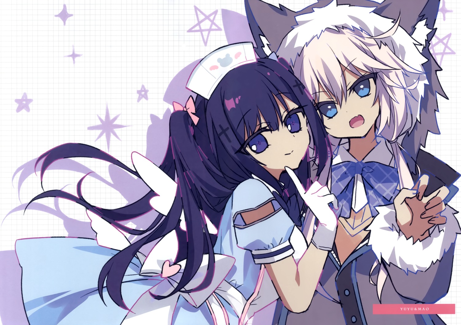 animal_ears, chericot_rozel, ginkai_mao, haconect, kanami_yuyu, matsumiya_kiseri, nurse, seifuku, sketch, skirt_lift, sweater, wings