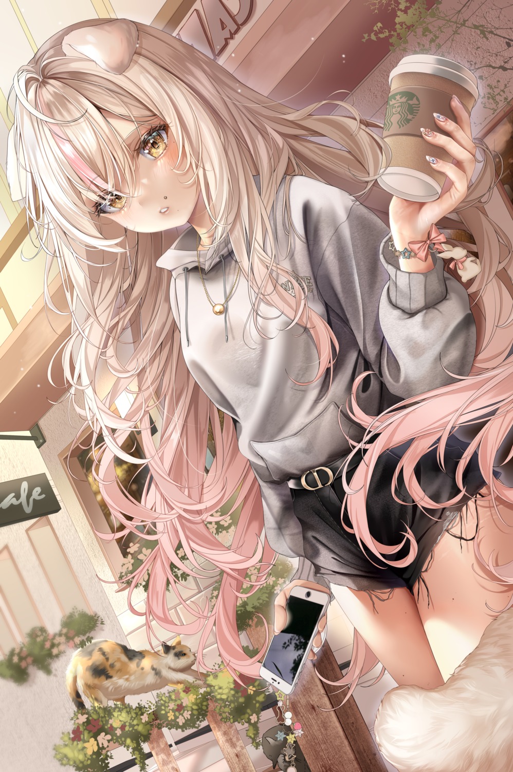 animal_ears, inumimi, isari_sensei, neko, tail, torn_clothes