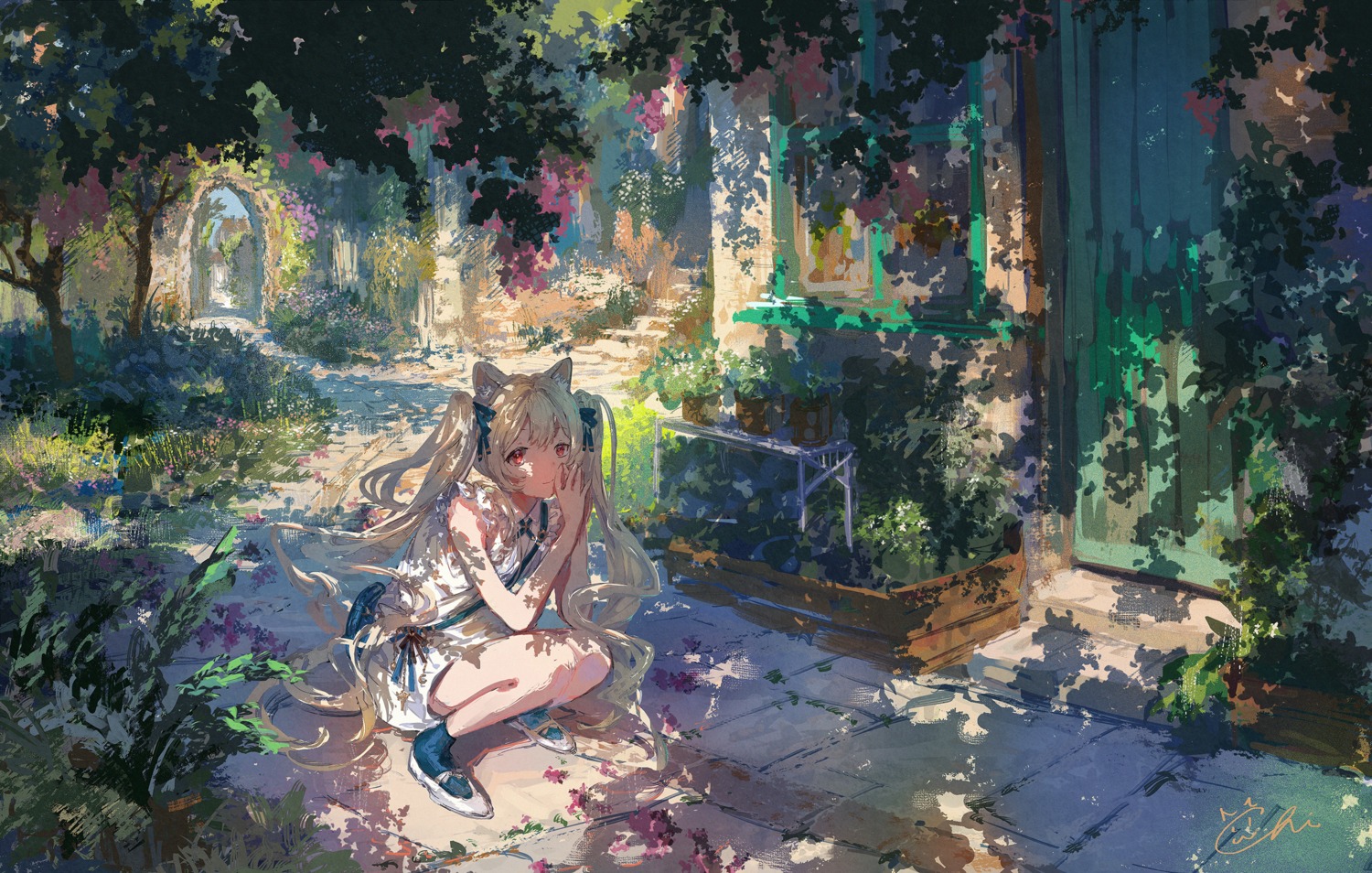 animal_ears, koyamanatsu, landscape, nekomimi