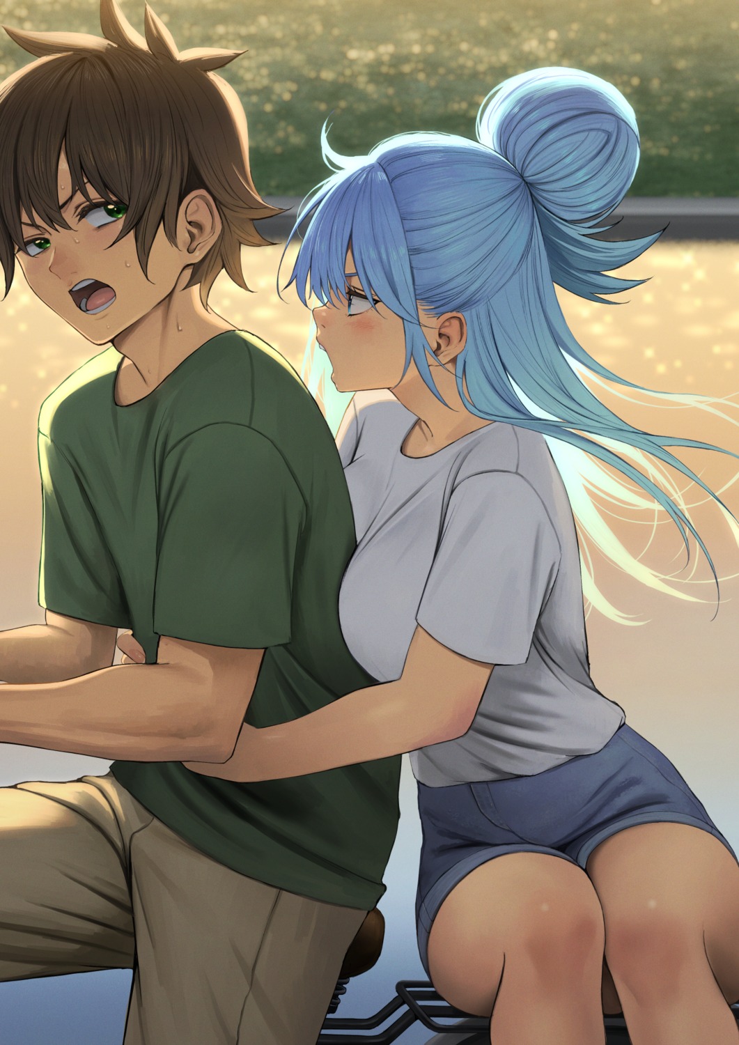aqua_(konosuba), izawa_(bhive003), kono_subarashii_sekai_ni_shukufuku_wo!, satou_kazuma