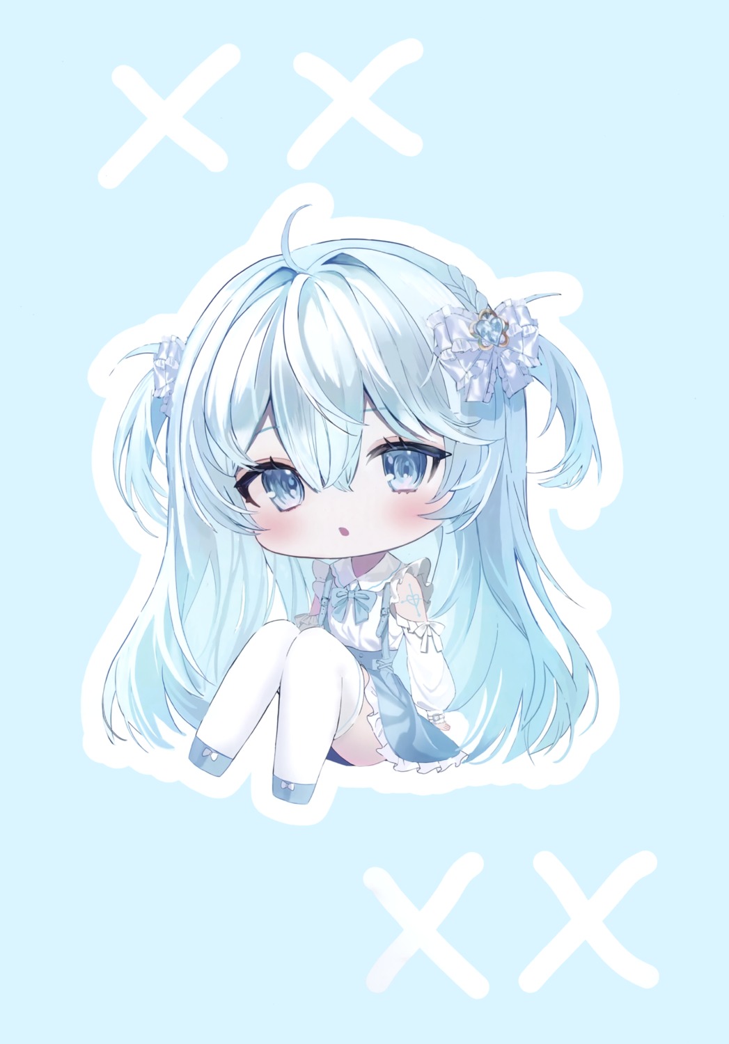 chibi, dress, haruhiruri, skirt_lift, tattoo, thighhighs, torikago_step