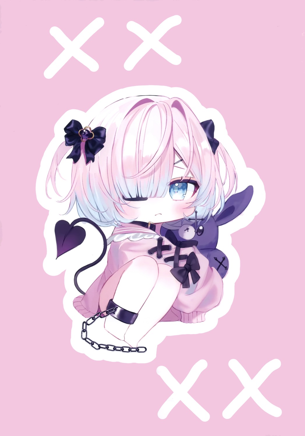 chibi, eyepatch, haruhiruri, tail, torikago_step