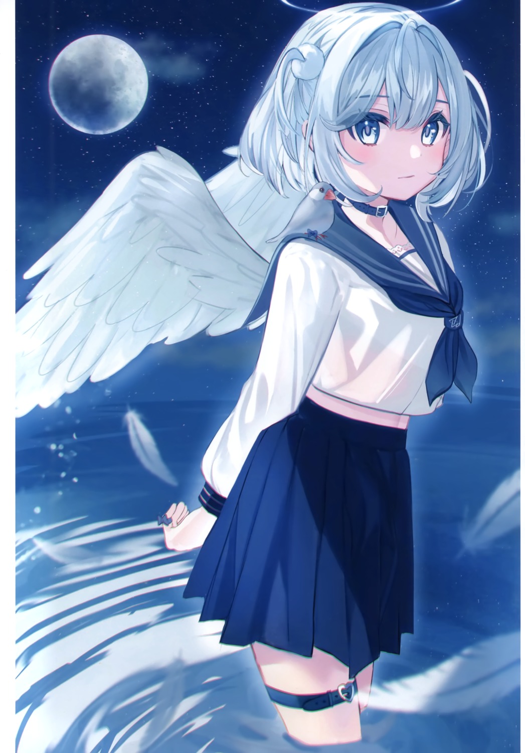 angel, garter, haruhiruri, see_through, seifuku, torikago_step, wet, wings