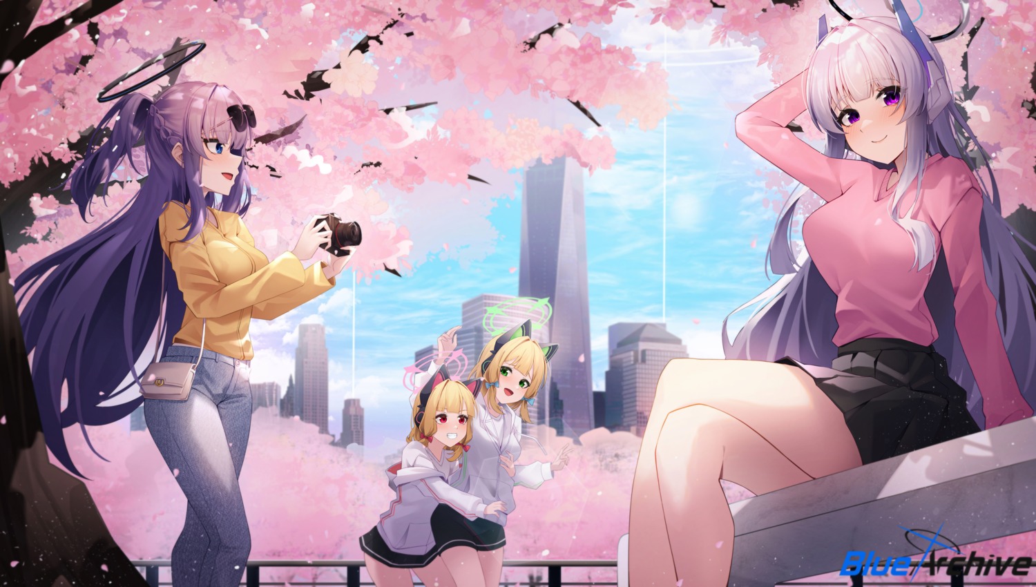 animal_ears, blue_archive, halo, hayase_yuuka, headphones, hidel, megane, nekomimi