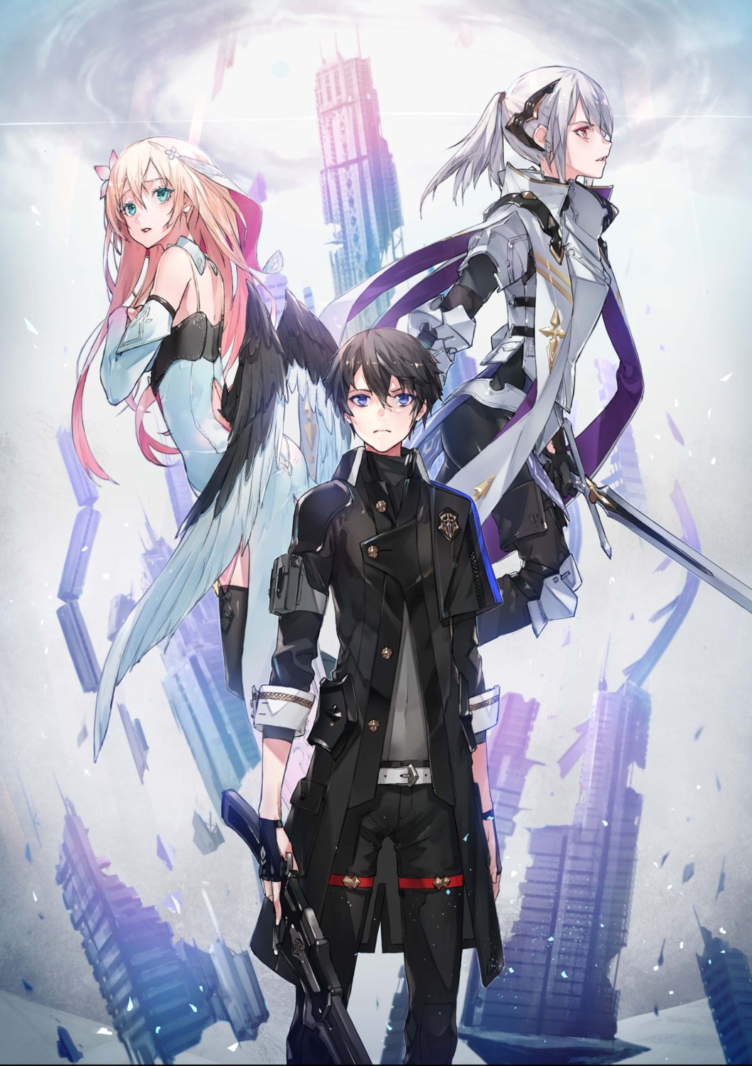 armor, dress, gun, jeanne_e._anise, kai_sakura_vento, naze_boku_no_sekai_wo_daremo_oboeteinai_no_ka?, neco, rinne_(nazeboku)