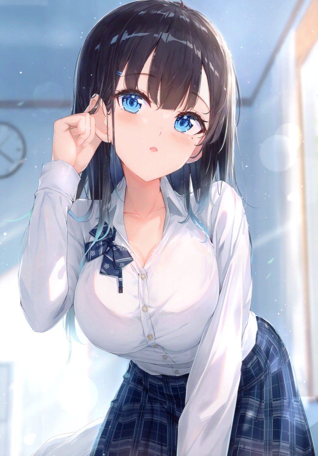 cleavage, kankitsu_shoujo, nakyo, open_shirt, seifuku