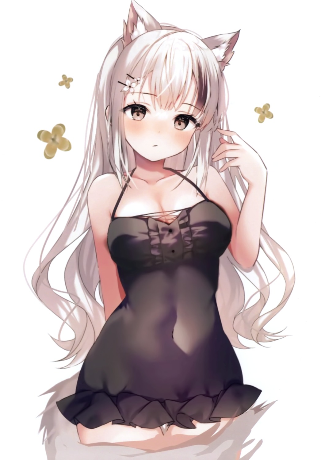 animal_ears, bono_(bonobono), bonobono, dress, kitsune, tail