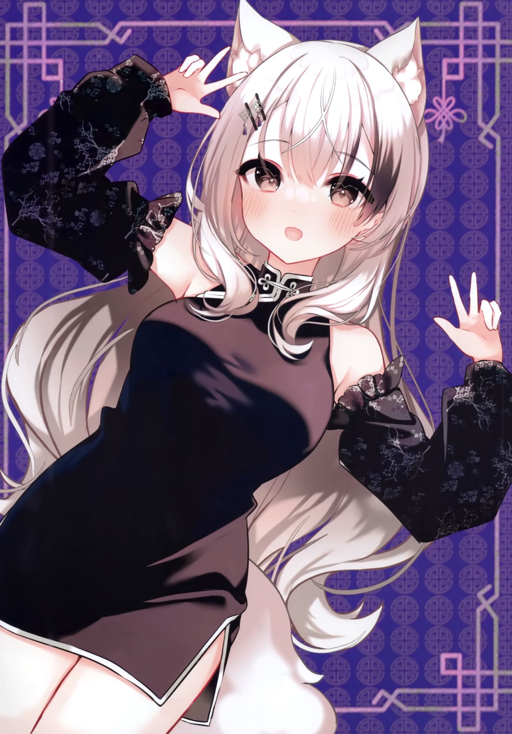 animal_ears, bono_(bonobono), bonobono, chinadress, kitsune, tail