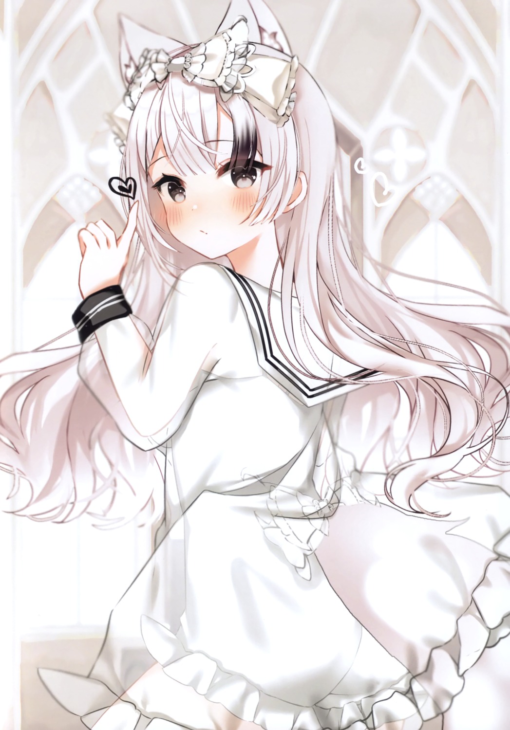 animal_ears, ass, bono_(bonobono), bonobono, kitsune, see_through, seifuku, tail