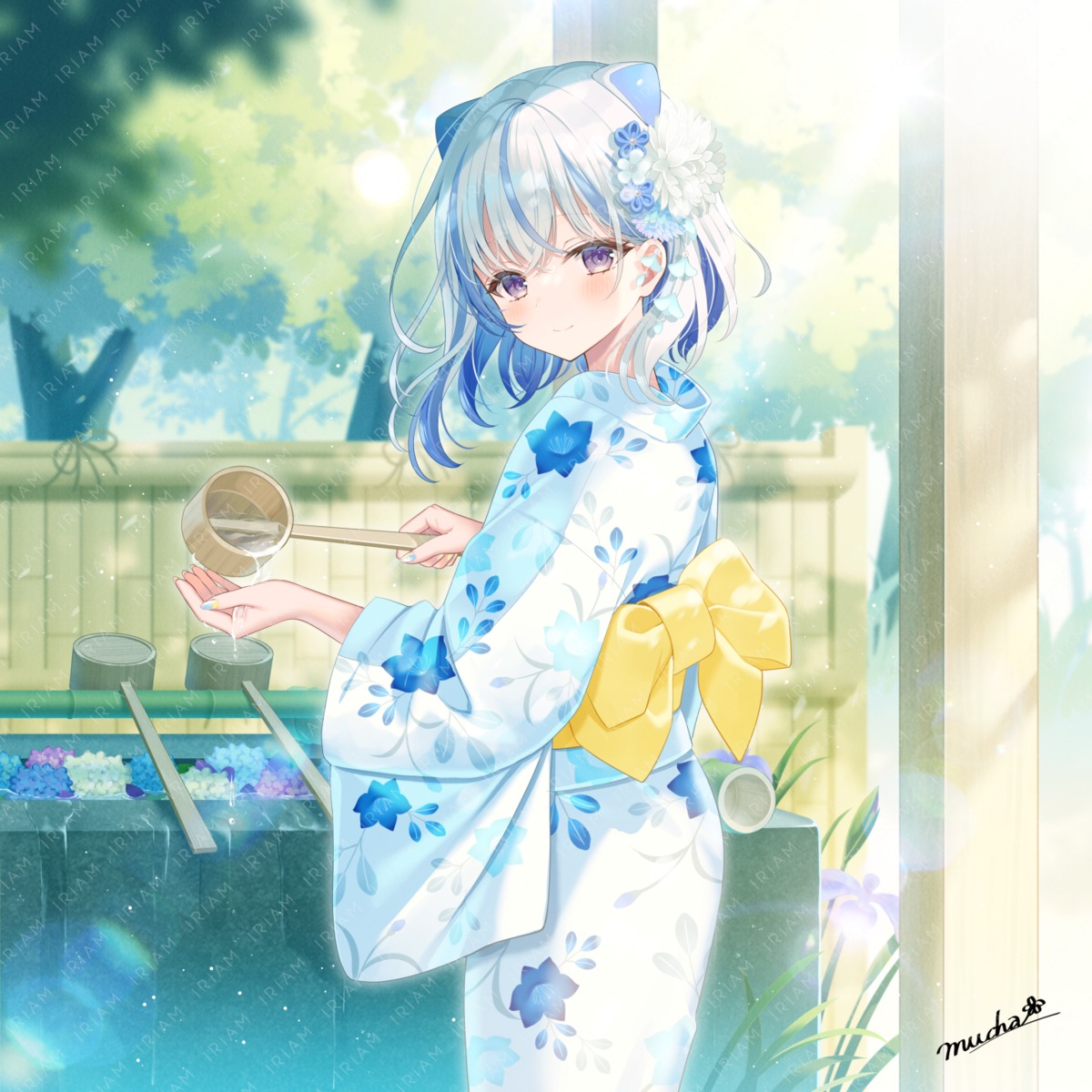iriam, miria_(iriam), myusha, watermark, yukata