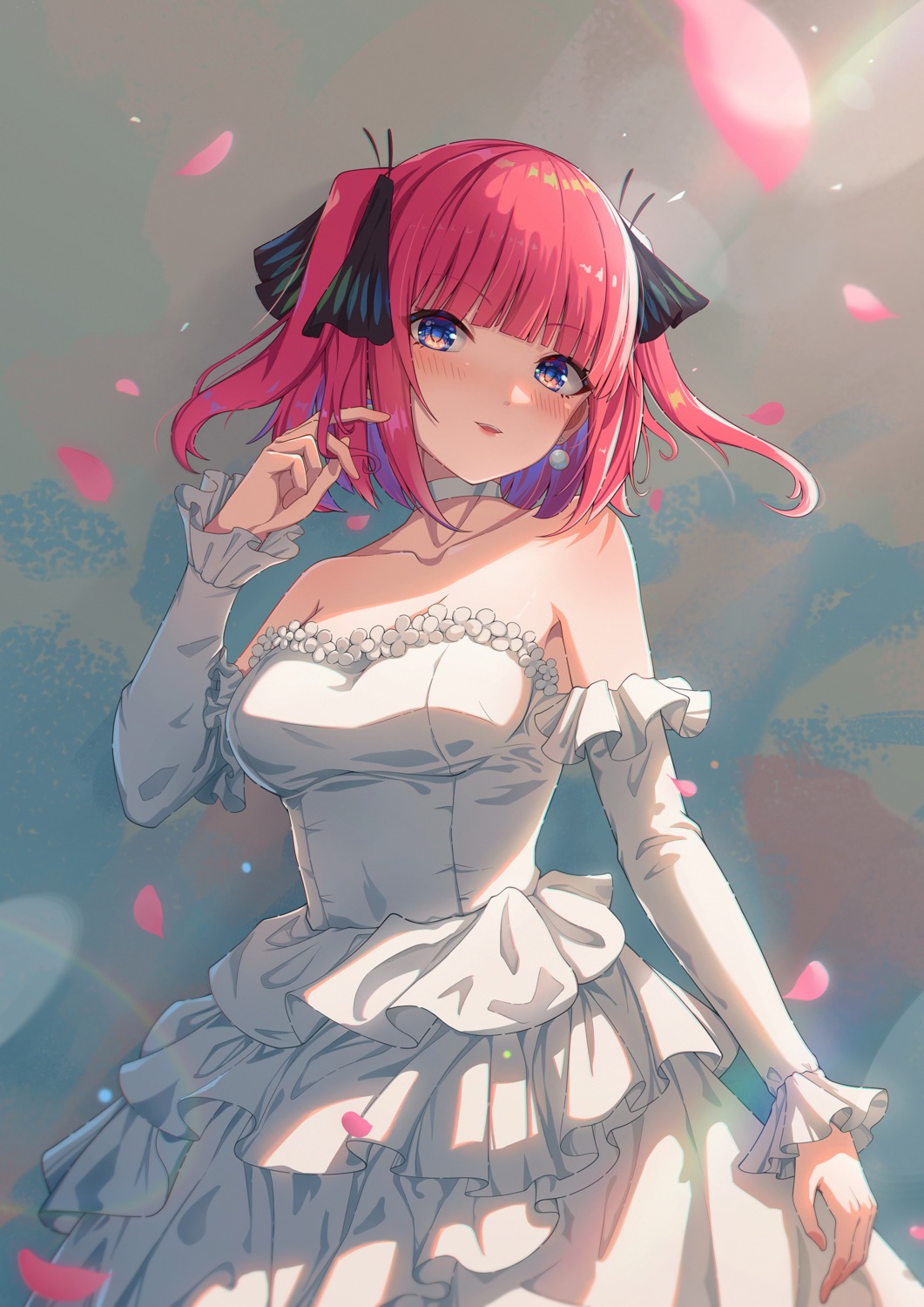 5-toubun_no_hanayome, dress, nakano_nino, no_bra, wedding_dress, xiayou_sieg