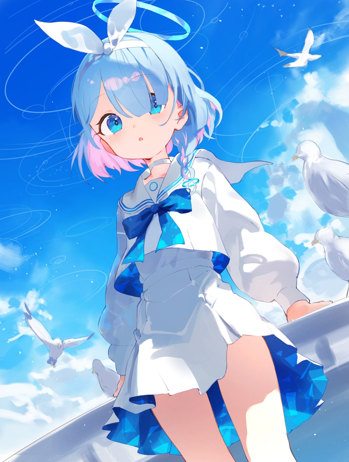 arona_(blue_archive), blue_archive, halo, koika, seifuku, skirt_lift