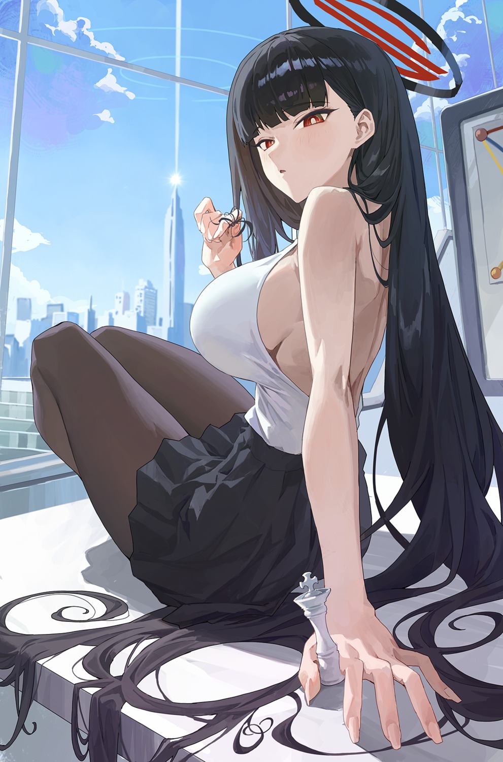 blue_archive, halo, m.q_(mqkyrie), no_bra, pantyhose, tsukatsuki_rio