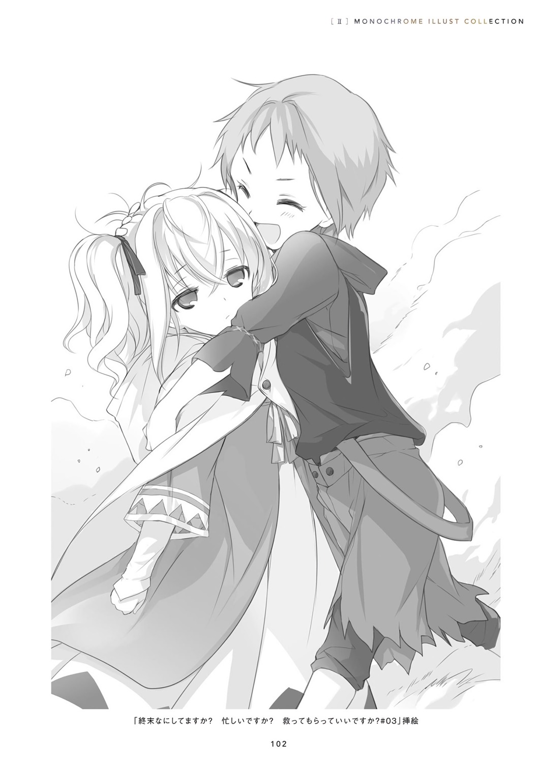 dress, monochrome, nephren_ruq_insania, nopht_keh_desperatio, shuumatsu_nani_shitemasu_ka?, shuumatsu_nani_shitemasu_ka?_isogashii_desu_ka?_sukutte_moratte_ii_desu_ka?, torn_clothes, ue