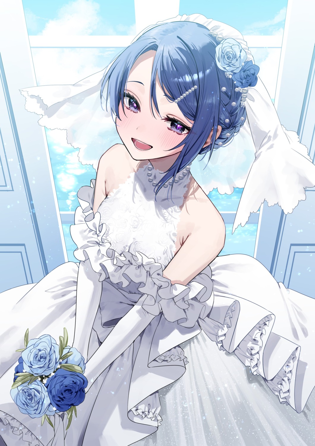 chigusa_minori, dress, himeno_akira, jitsuwa_imouto_deshita., no_bra, wedding_dress