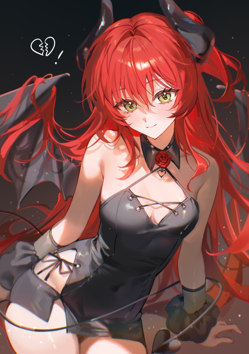 bocchi_the_rock!, devil, dress, horns, kita_ikuyo, no_bra, pong_(pong_o0), tail, wings