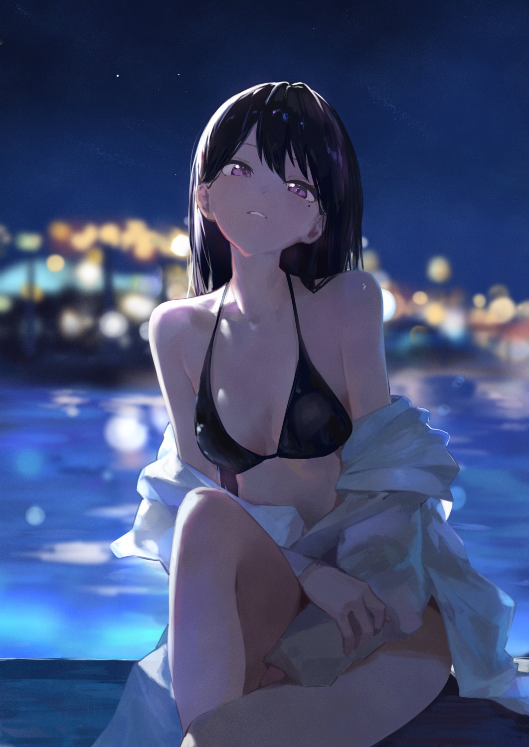 bang_dream!, bang_dream!_it's_mygo!!!!!, bikini_top, kissshotmagia, open_shirt, shiina_taki, swimsuits