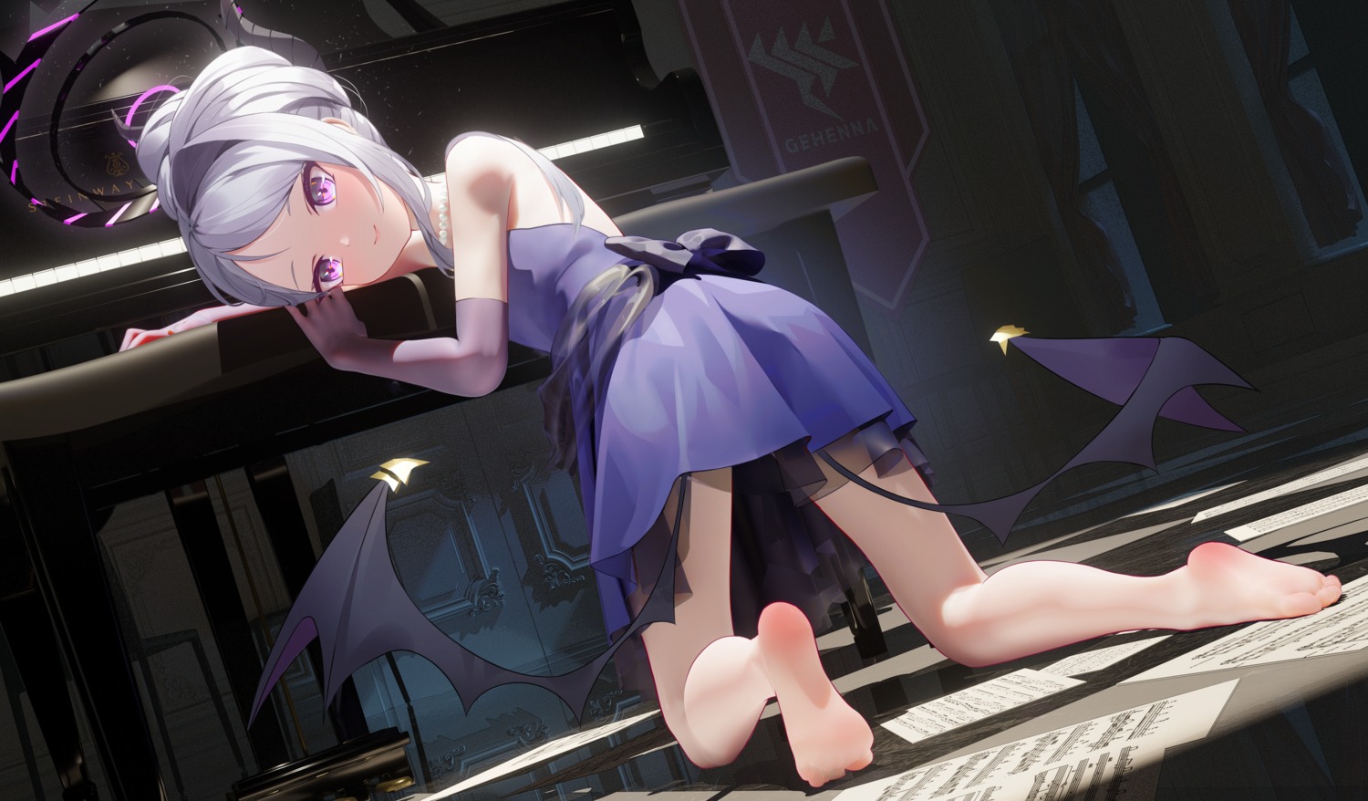 ass, blue_archive, devil, dress, feet, halo, horns, mr_ito