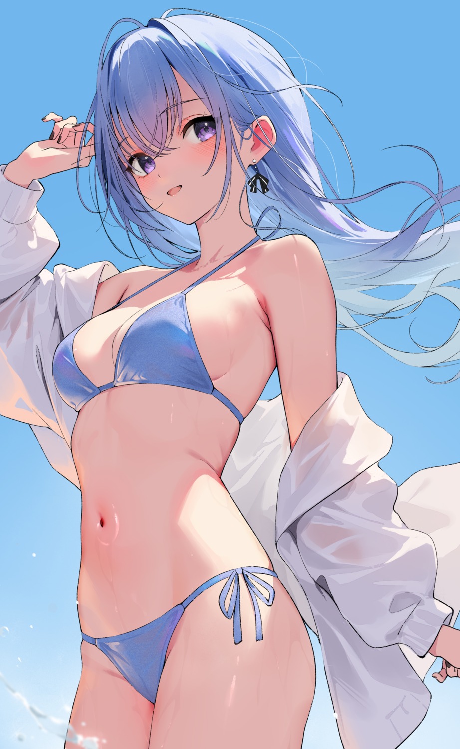 bikini, gin00, open_shirt, see_through, suzuki_hana, swimsuits, the_idolm@ster, the_idolm@ster_shiny_colors, wet