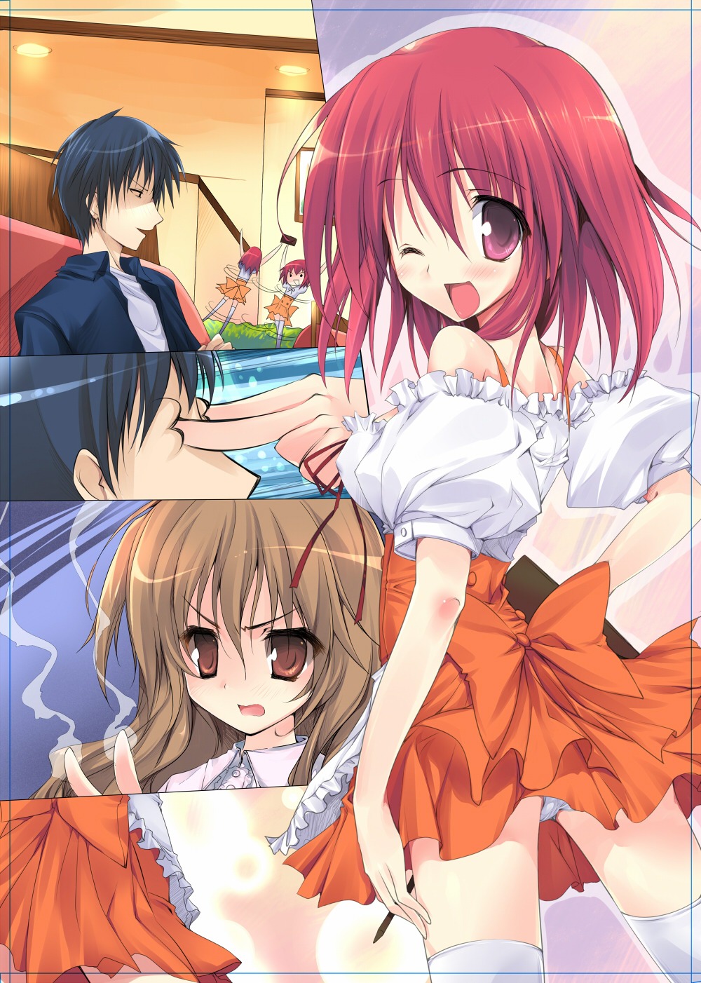 aisaka_taiga, karomix, karory, kushieda_minori, pantsu, thighhighs, toradora!, waitress
