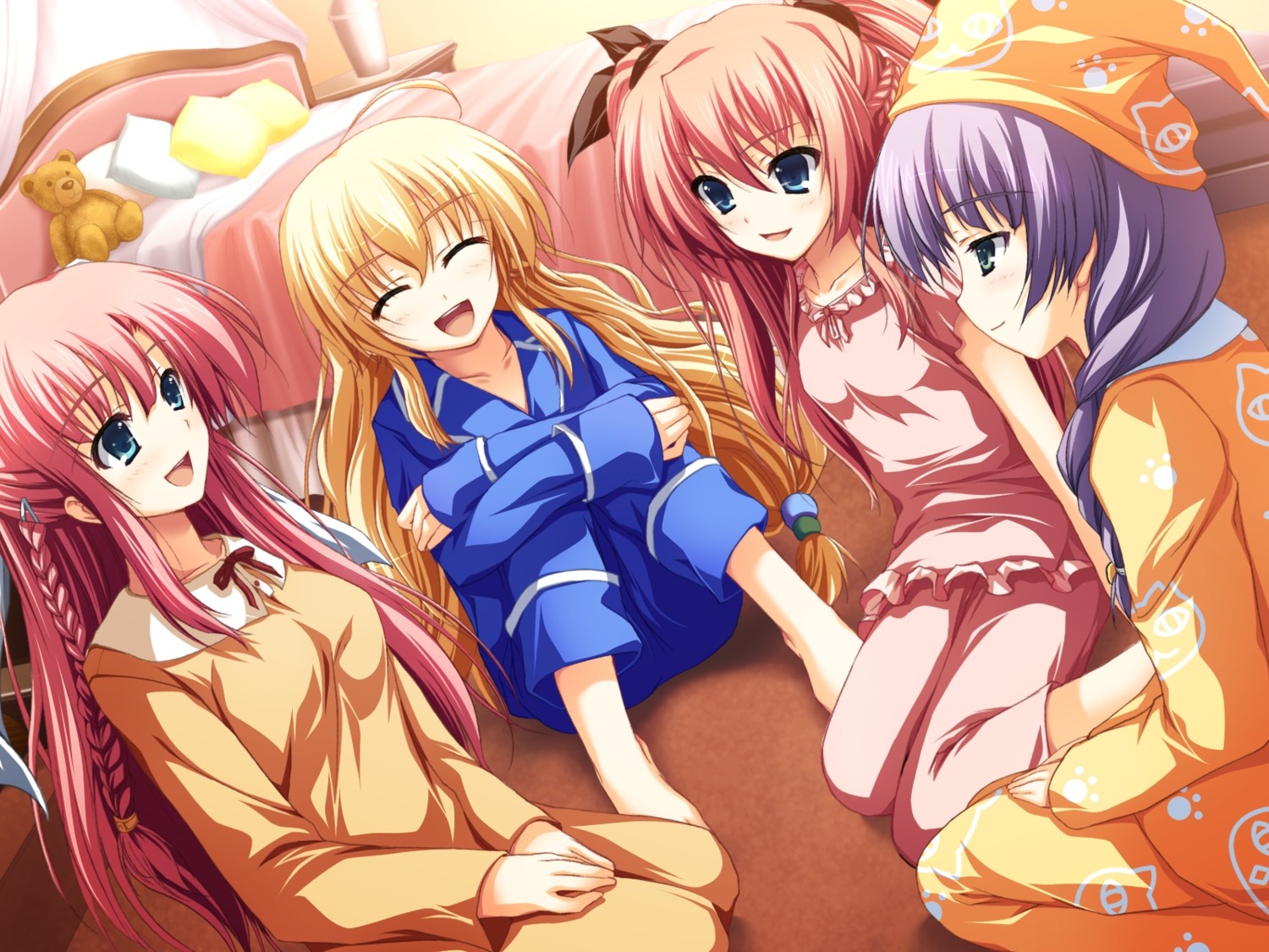 akatsuki_no_goei, game_cg, kurayashiki_tae, nikaidou_aya, nikaidou_reika, pajama, syangrila, tomose_shunsaku