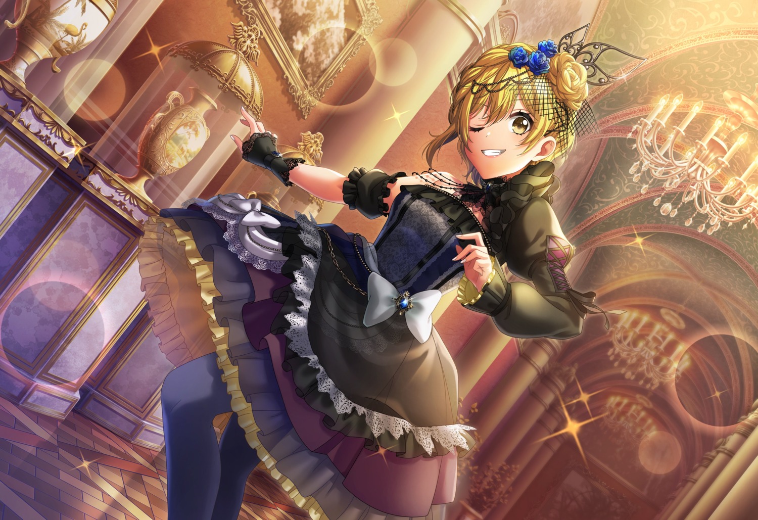 d4dj, gothic_lolita, lolita_fashion, no_bra, pantyhose, see_through, skirt_lift, tagme