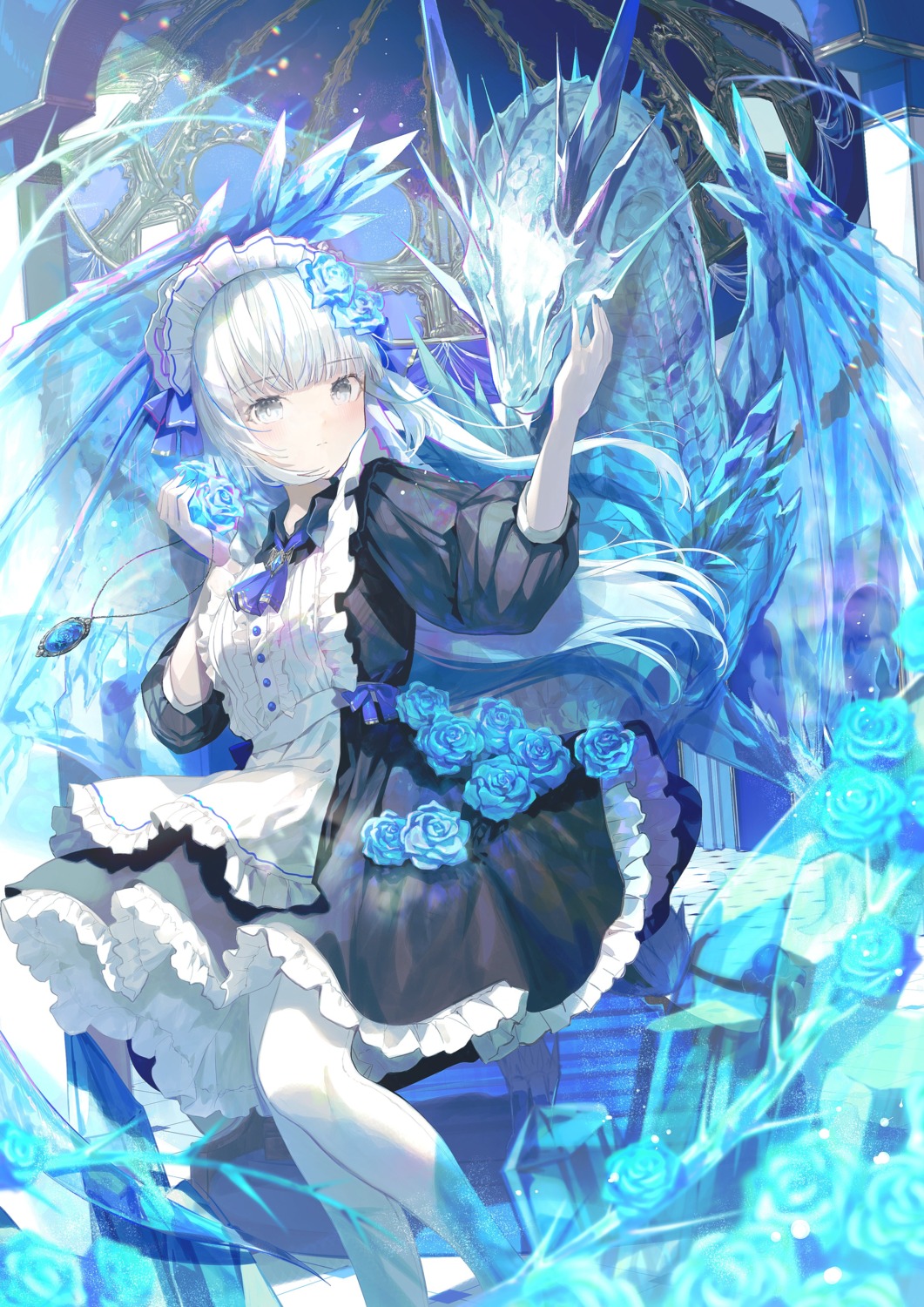 artist_revision, maid, monster, negimapurinn, pantyhose, skirt_lift