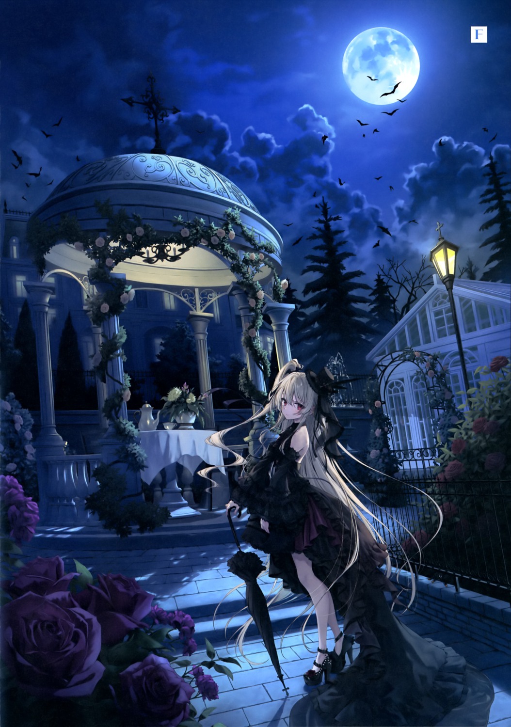 dress, gothic_lolita, heels, kakao_rantan, lolita_fashion, umbrella