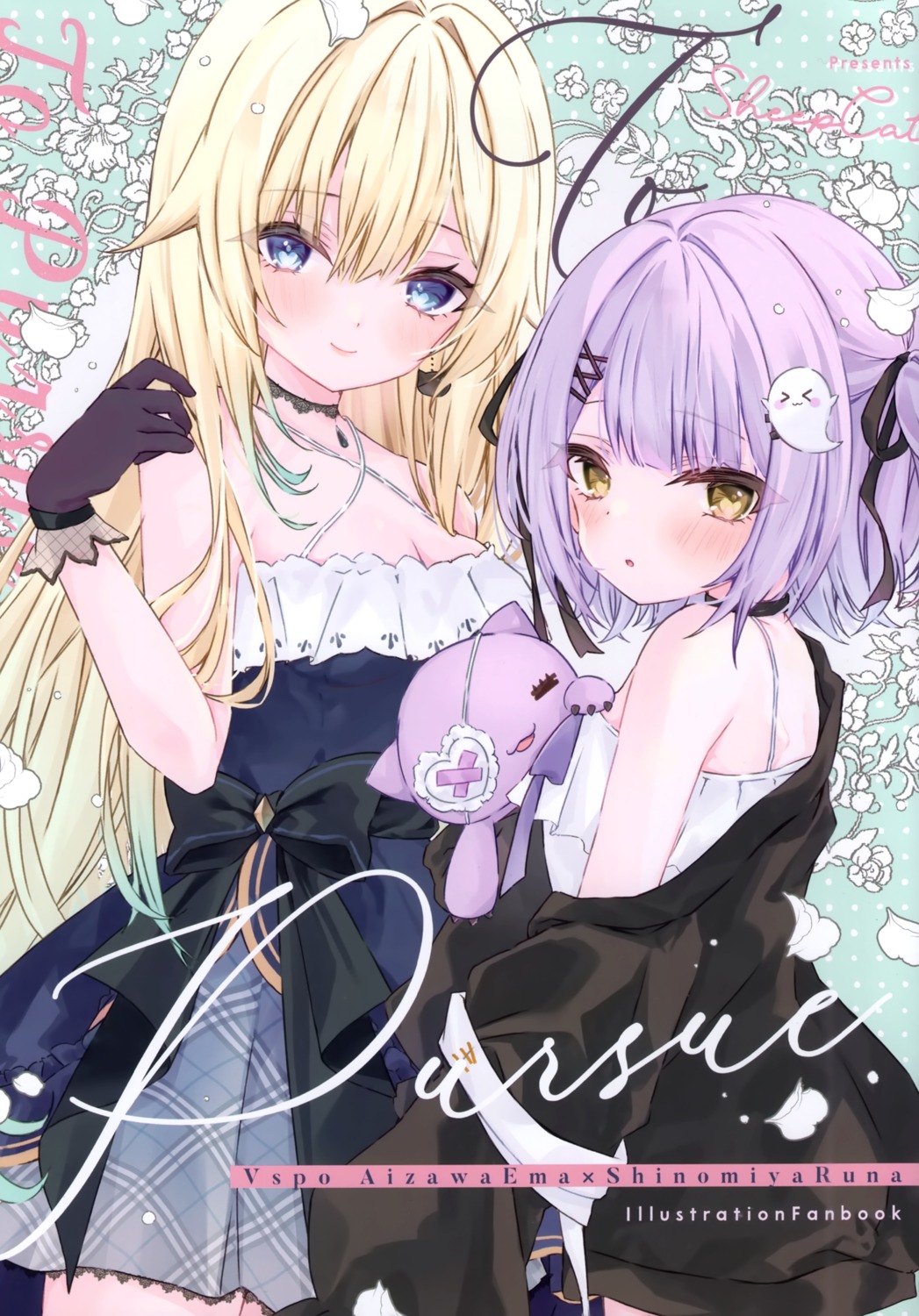 aizawa_ema, dress, fishnets, moizumi_shipon, no_bra, see_through, sheep_cat, shinomiya_runa