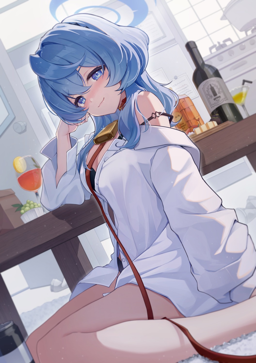 amau_ako, blue_archive, bra, dress_shirt, halo, open_shirt, pantsu, prana_(prana12)
