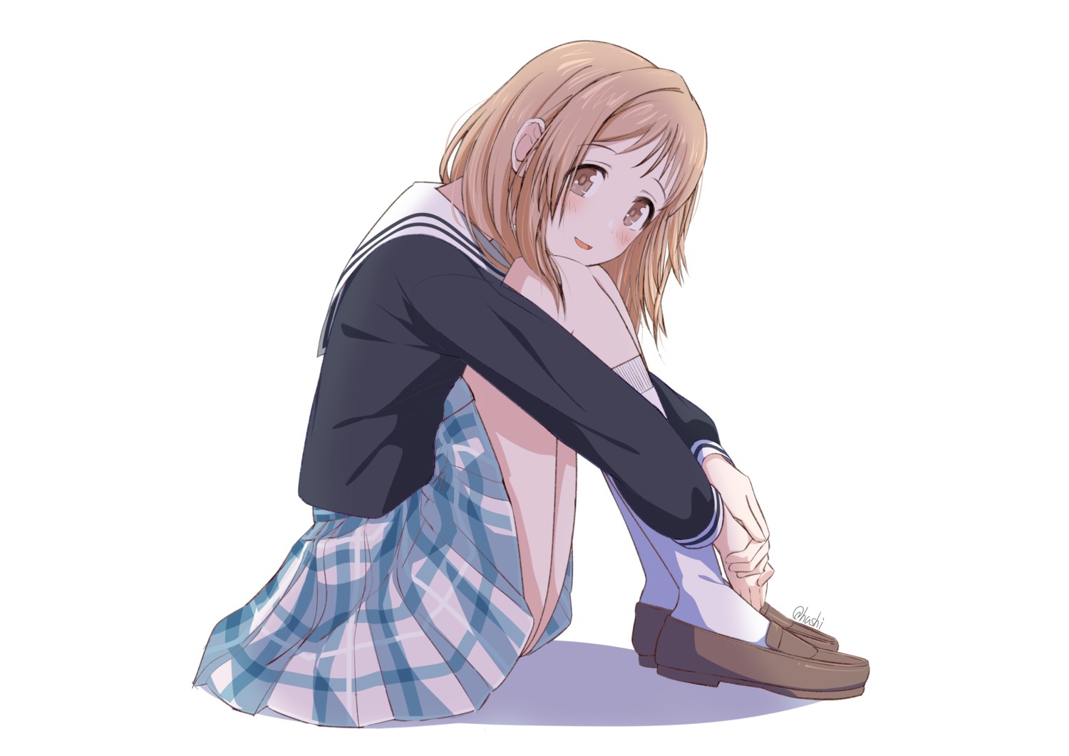 sakuragi_mano, seifuku, skirt_lift, tagme, the_idolm@ster, the_idolm@ster_shiny_colors