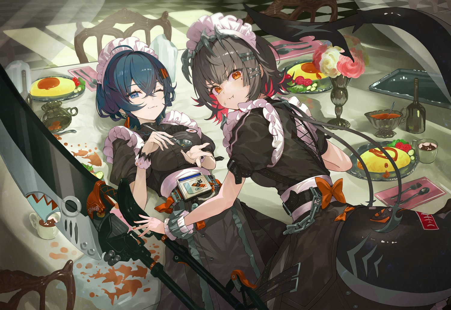 atatatatame01, belle_(zenless_zone_zero), ellen_joe, maid, tail, zenless_zone_zero