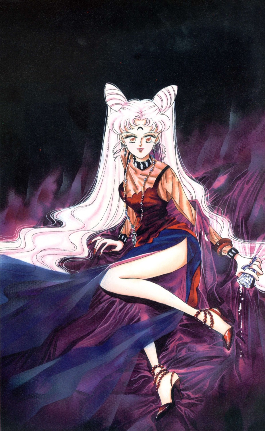 bishoujo_senshi_sailor_moon, black_lady, chibiusa, dress, heels, jpeg_artifacts, takeuchi_naoko