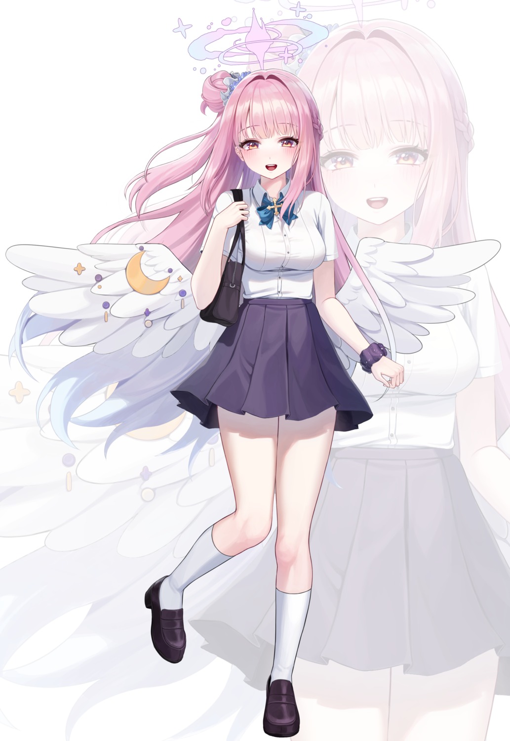 angel, blue_archive, misono_mika, seifuku, shant_07, wings