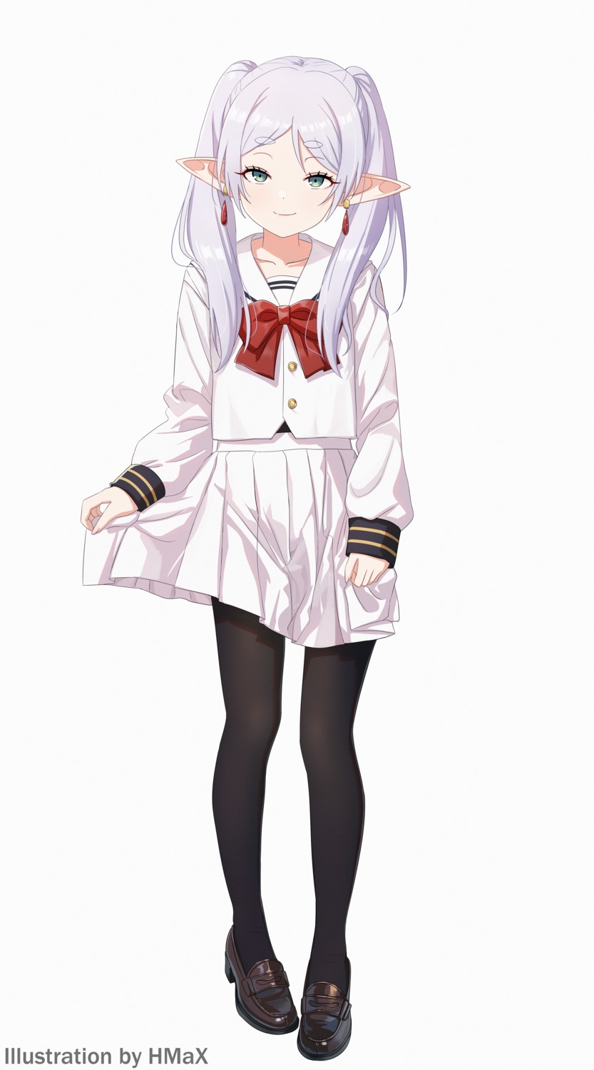 elf, frieren, hmax, pantyhose, pointy_ears, seifuku, skirt_lift, sousou_no_frieren