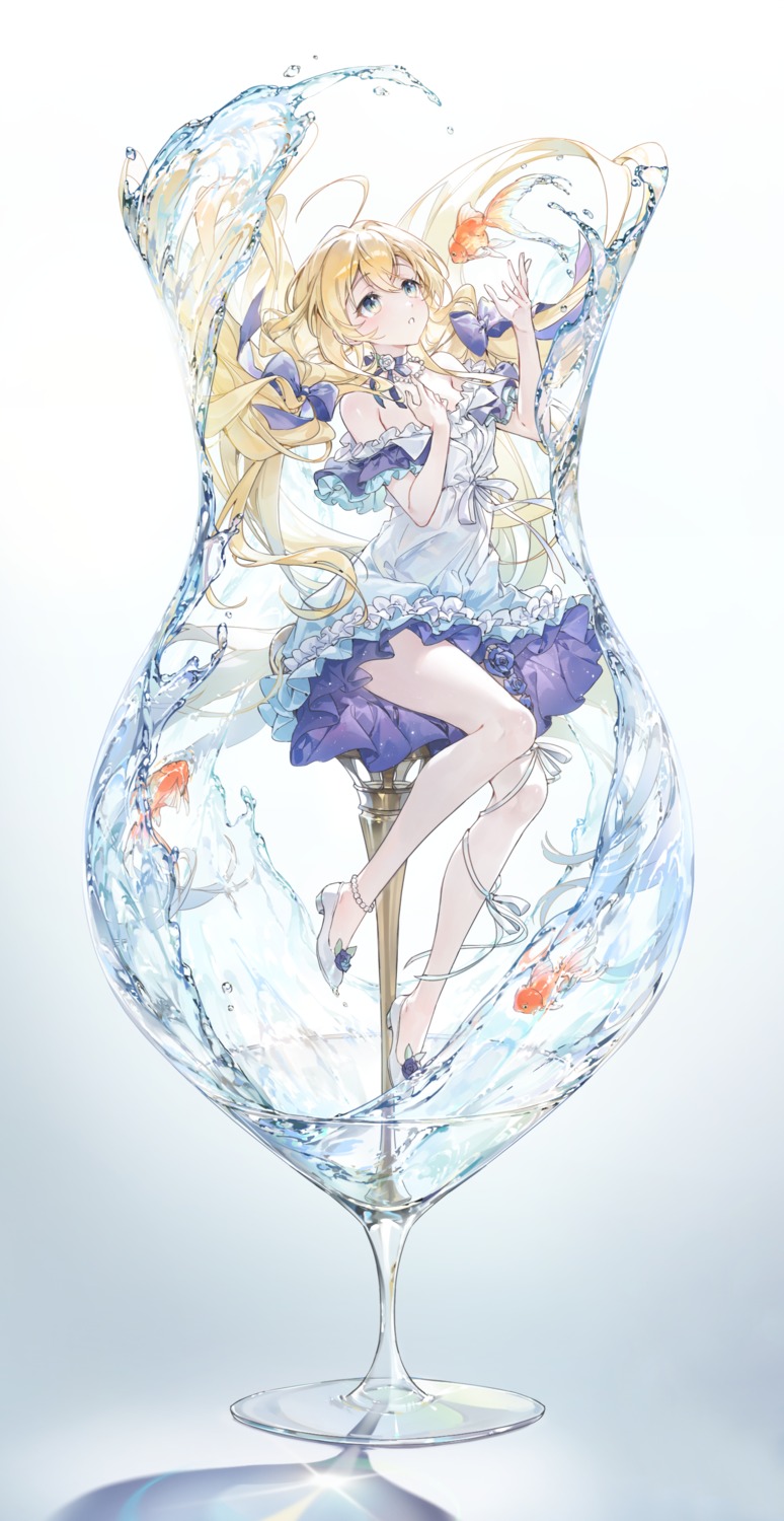 chap_sal_!, detexted, dress, heels, no_bra, see_through, skirt_lift, wet